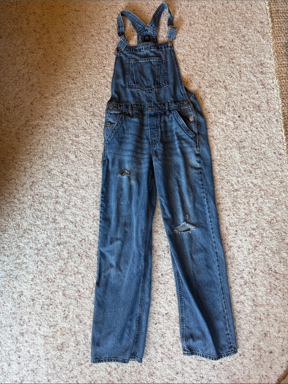 GAP Distressed Dark Blue Denim Kids Overalls